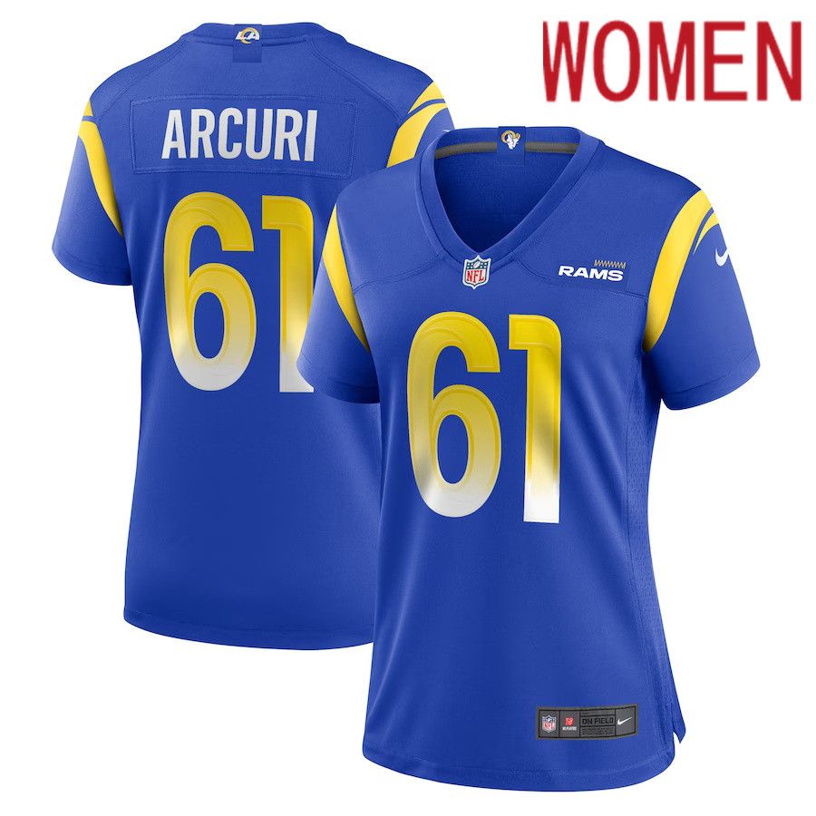 Women Los Angeles Rams #61 AJ Arcuri Nike Royal Game Player NFL Jersey